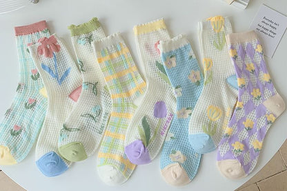 Floral Crew Socks / Plaid Socks SpreePicky