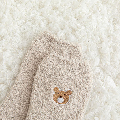 Bear Embroidered Fleece Socks SpreePicky