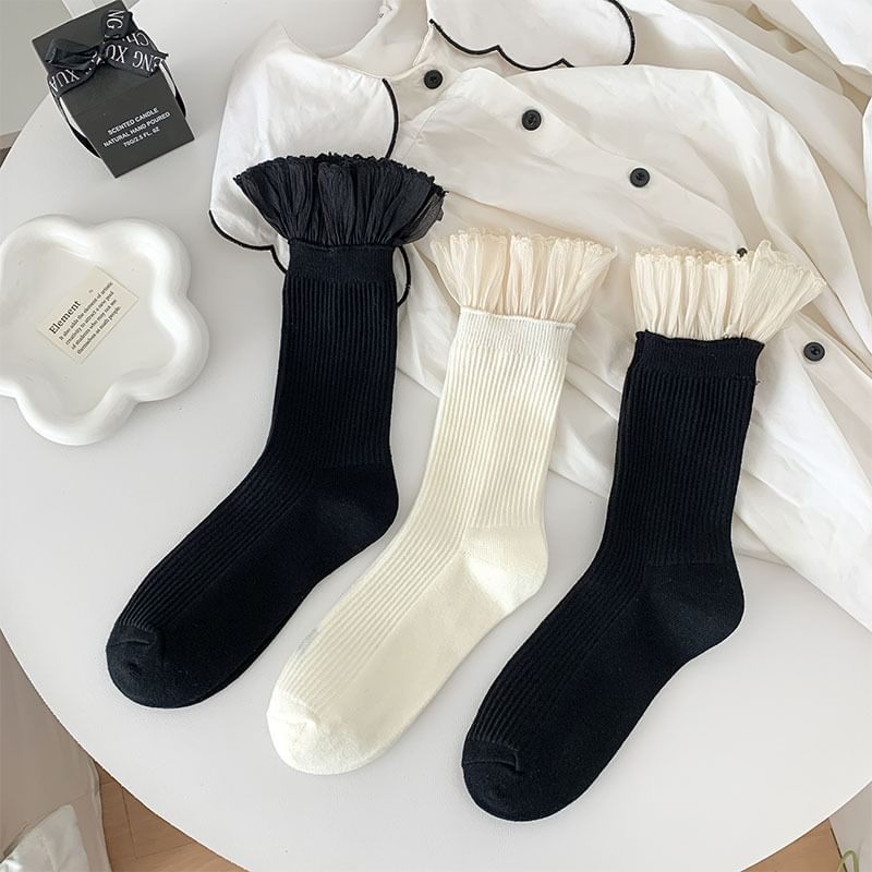 Two Tone Ruffle Socks SpreePicky