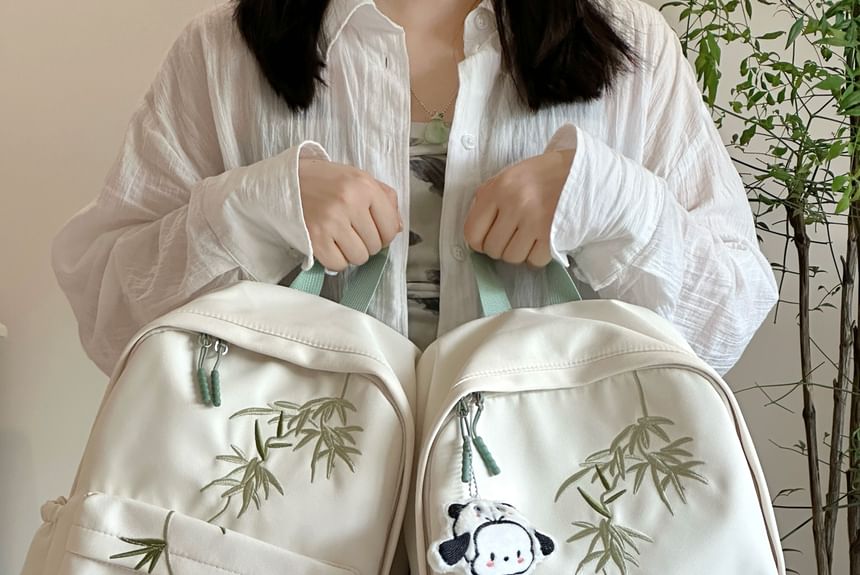 Bamboo Embroidered Laptop Backpack / Bag Charm / Set SpreePicky