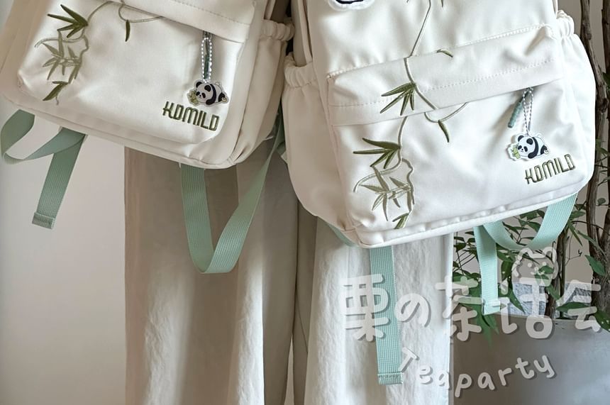 Bamboo Embroidered Laptop Backpack / Bag Charm / Set SpreePicky