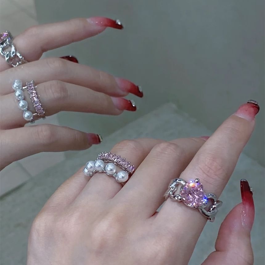 Rhinestone & Faux Pearl Open Rings (Various Design) SpreePicky