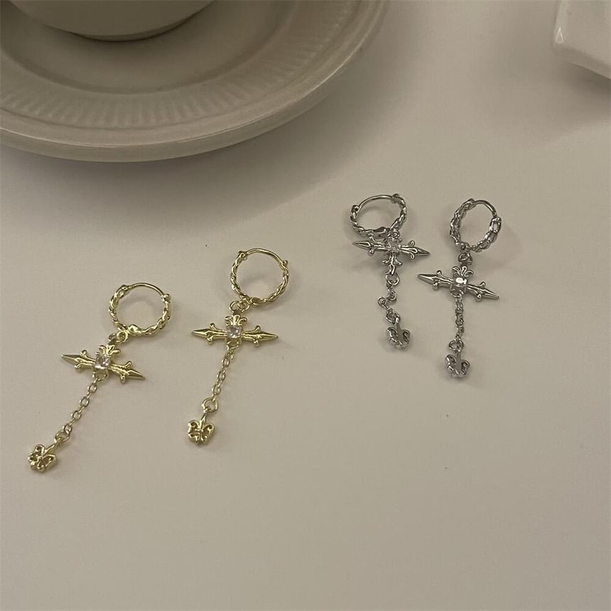 Cross Rhinestone Drop Earrings SpreePicky