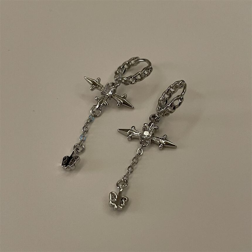 Cross Rhinestone Drop Earrings SpreePicky