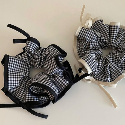 Bow Accent Gingham Scrunchie SpreePicky