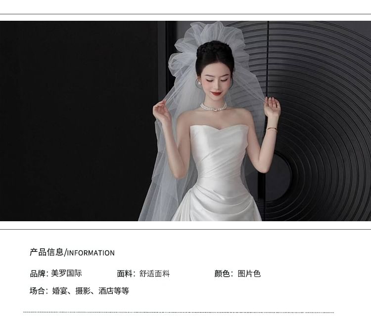 Strapless Back A-Line Bow Gown Satin Wedding FashionChic