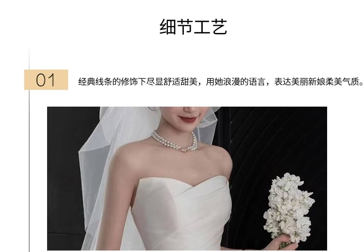 Strapless Back A-Line Bow Gown Satin Wedding FashionChic