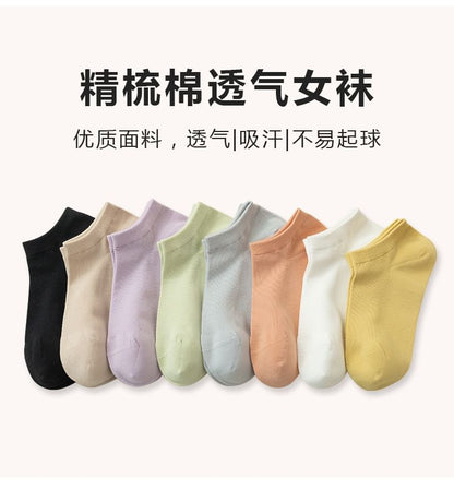 Set of 5 Pairs: Plain Perforated Ankle Socks SpreePicky