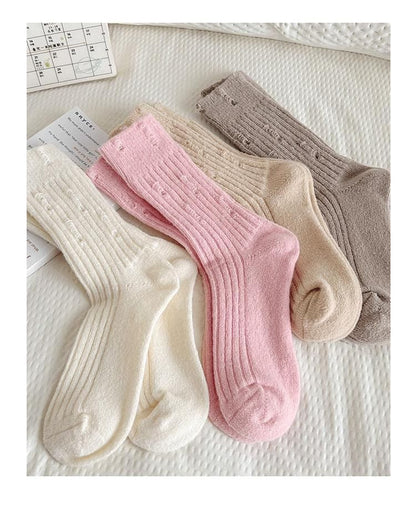 Plain Distressed Ribbed Socks Set SpreePicky