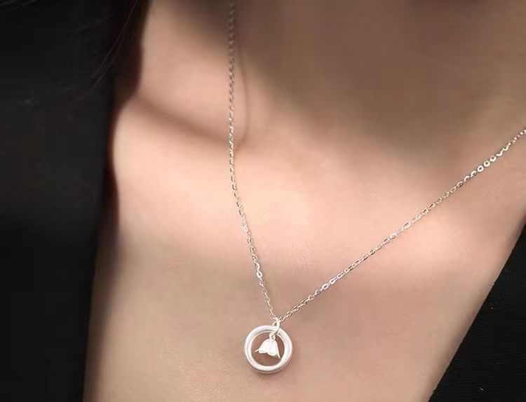 925 Sterling Silver Circle Pendant Necklace SpreePicky