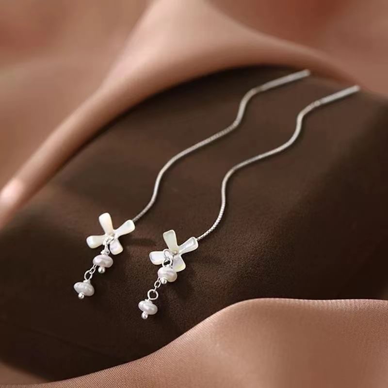 925 Sterling Silver Faux Pearl Drop Earring SpreePicky