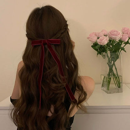 Velvet Bow Hair Clip SpreePicky