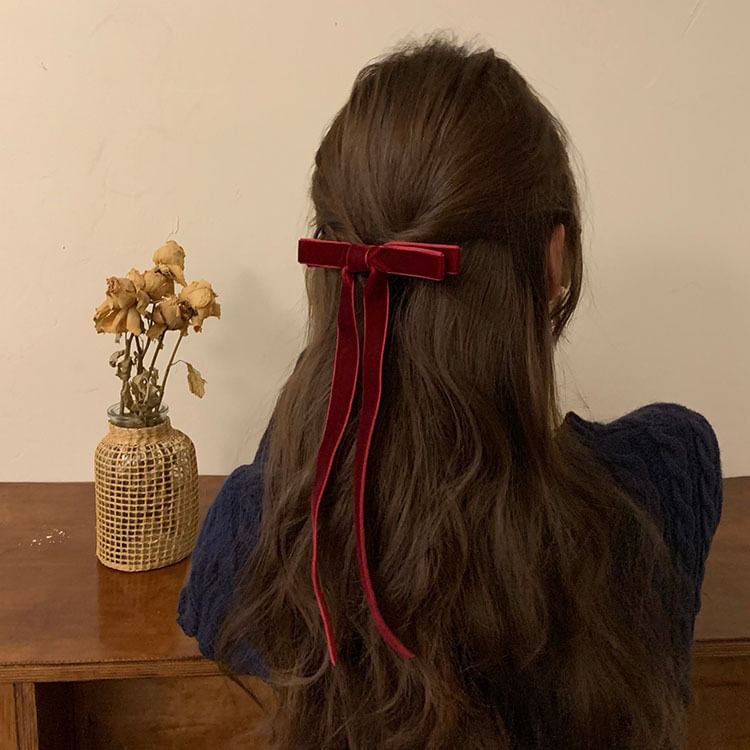 Velvet Bow Hair Clip SpreePicky