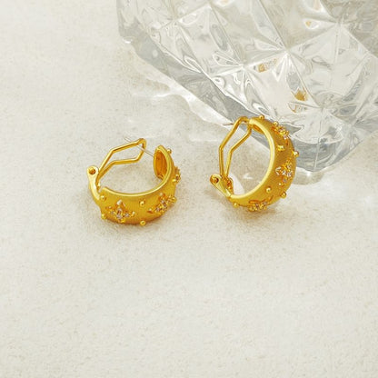 Rhinestone Hollowed Hoop Earring SpreePicky