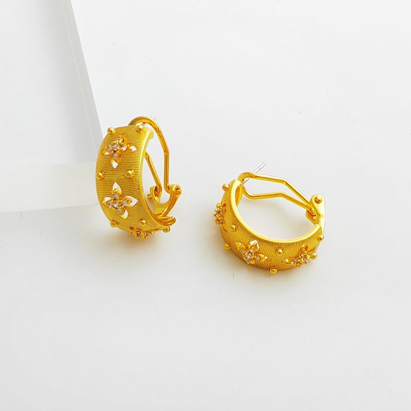 Rhinestone Hollowed Hoop Earring SpreePicky