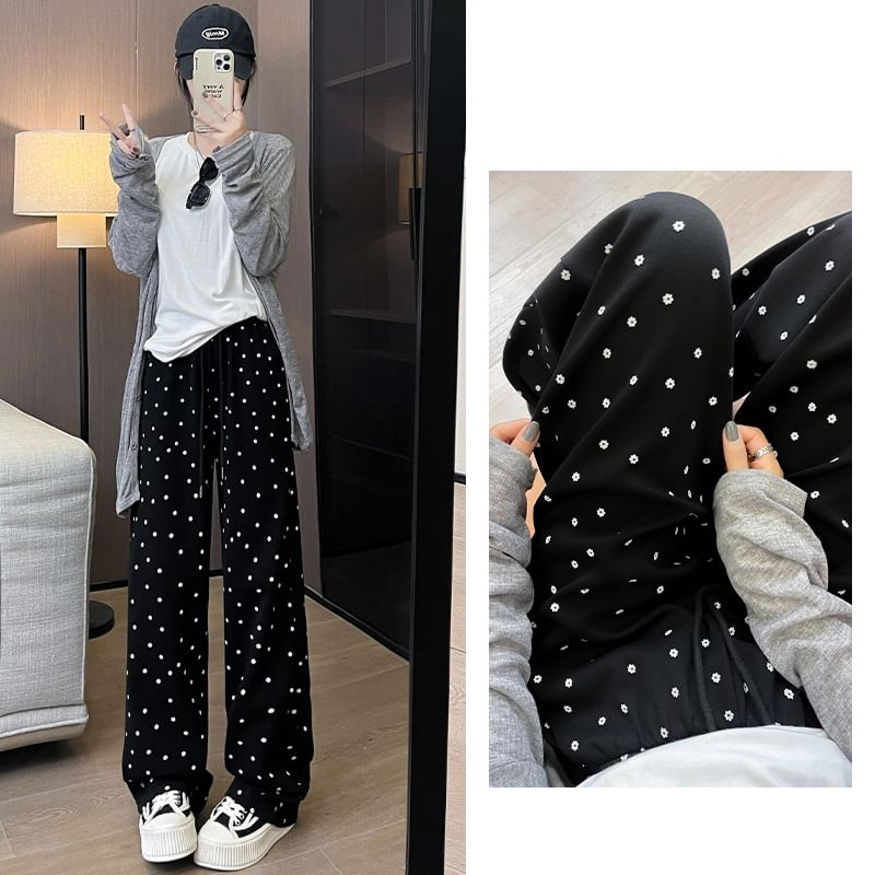 Floral Print High Waist Drawstring Wide Leg Sweatpants SpreePicky