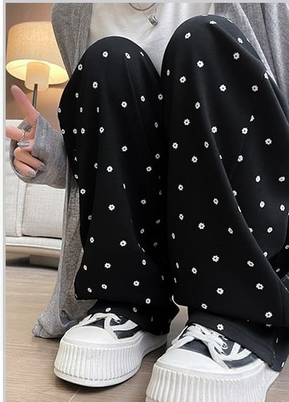 Floral Print High Waist Drawstring Wide Leg Sweatpants SpreePicky