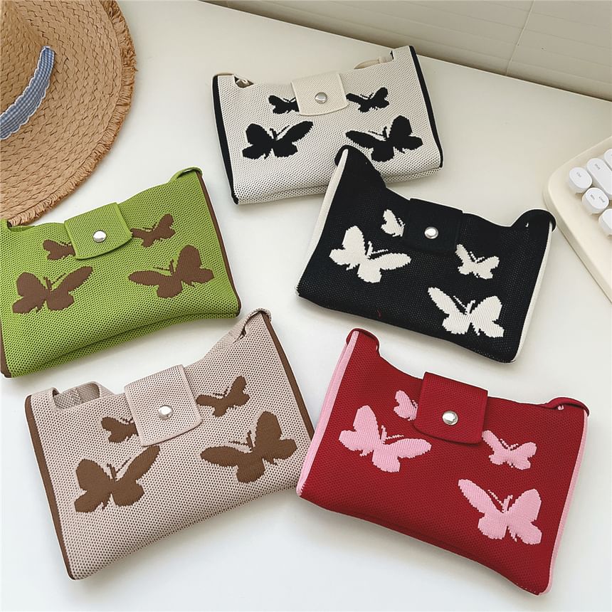 Butterfly Print Knit Coin Purse SpreePicky