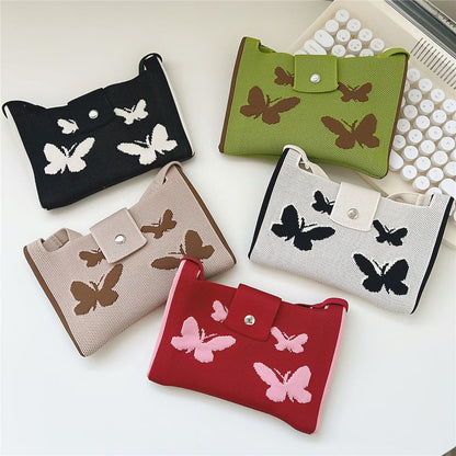 Butterfly Print Knit Coin Purse SpreePicky