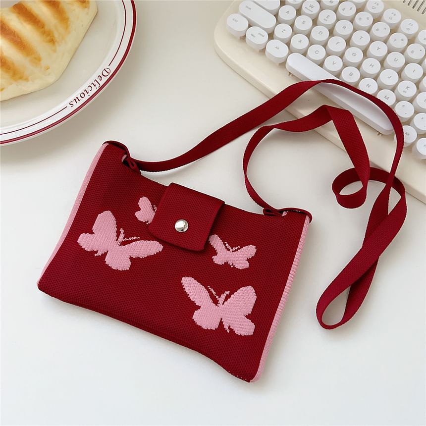 Butterfly Print Knit Coin Purse SpreePicky