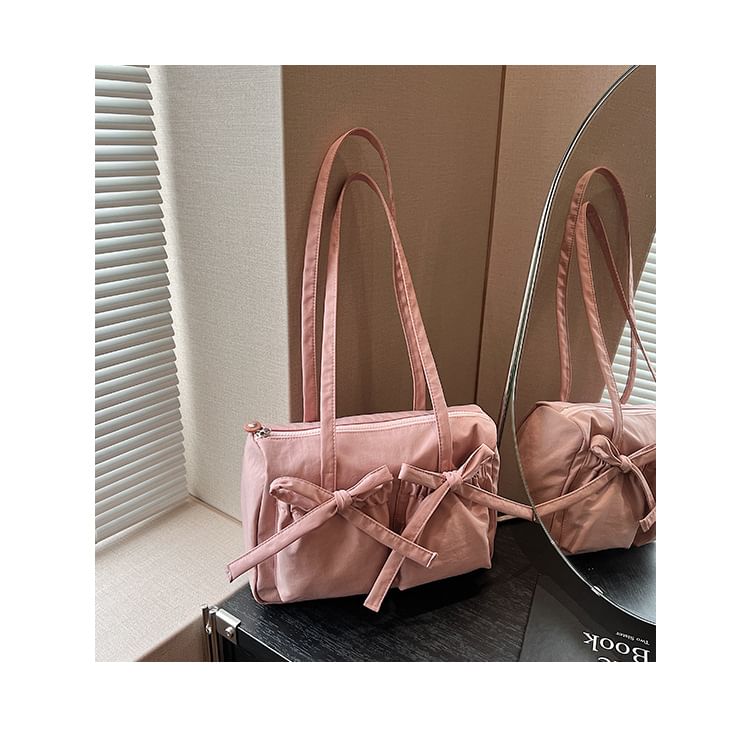 Plain Bow Nylon Tote Bag SpreePicky