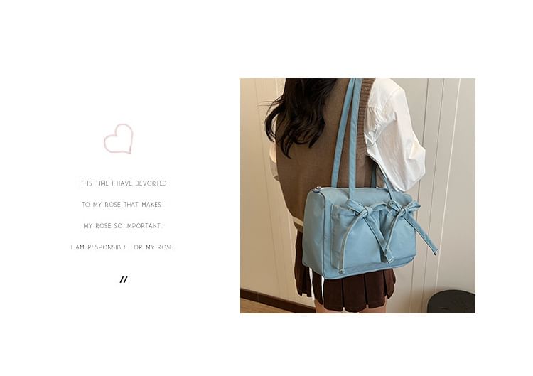 Plain Bow Nylon Tote Bag SpreePicky