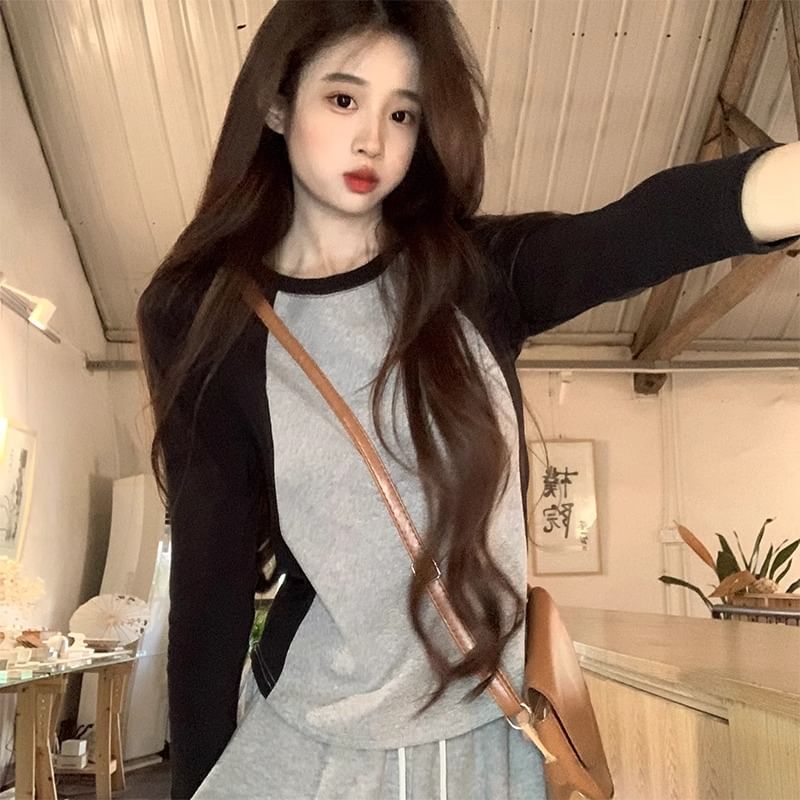 Long-Sleeve Round Neck Raglan Tee SpreePicky