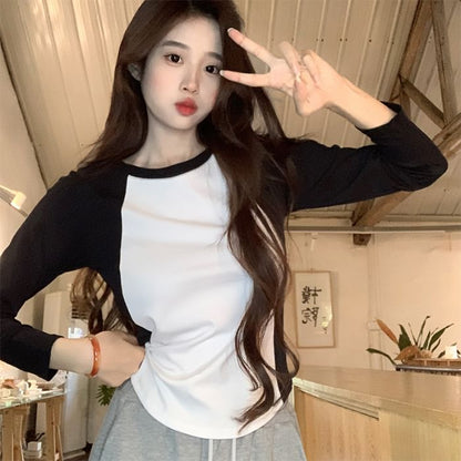 Long-Sleeve Round Neck Raglan Tee SpreePicky