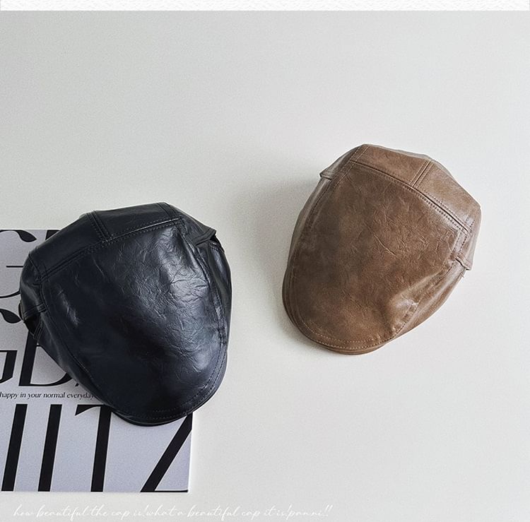 Faux Leather Flat Cap SpreePicky