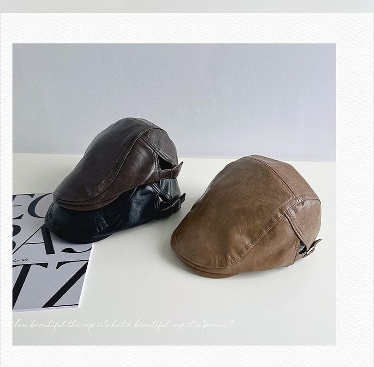 Faux Leather Flat Cap SpreePicky