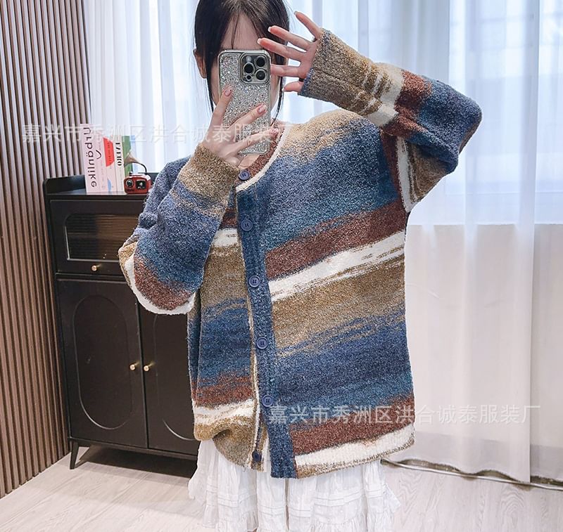 V-Neck Color Block Cardigan SpreePicky