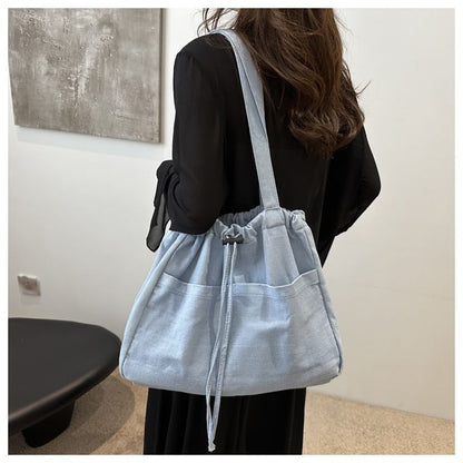 Drawstring Denim Tote Bag SpreePicky