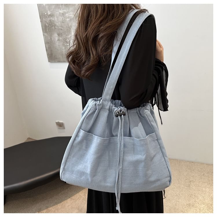 Drawstring Denim Tote Bag SpreePicky