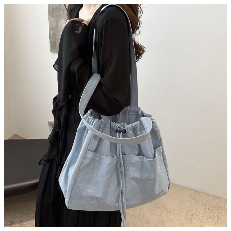 Drawstring Denim Tote Bag SpreePicky