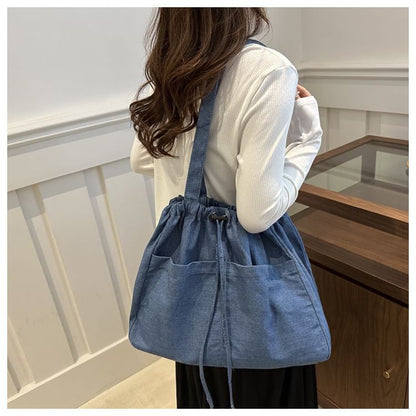 Drawstring Denim Tote Bag SpreePicky