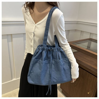 Drawstring Denim Tote Bag SpreePicky