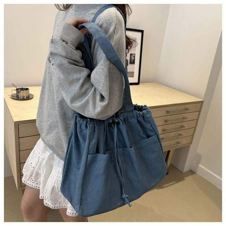 Drawstring Denim Tote Bag SpreePicky