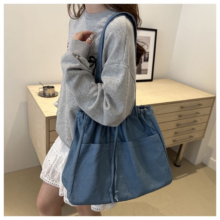 Drawstring Denim Tote Bag SpreePicky