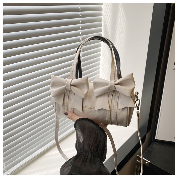 Top Handle Bow Faux Leather Crossbody Bag SpreePicky