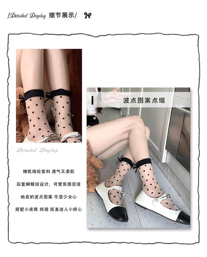 Bowknot Polka Dot Sheer Socks SpreePicky