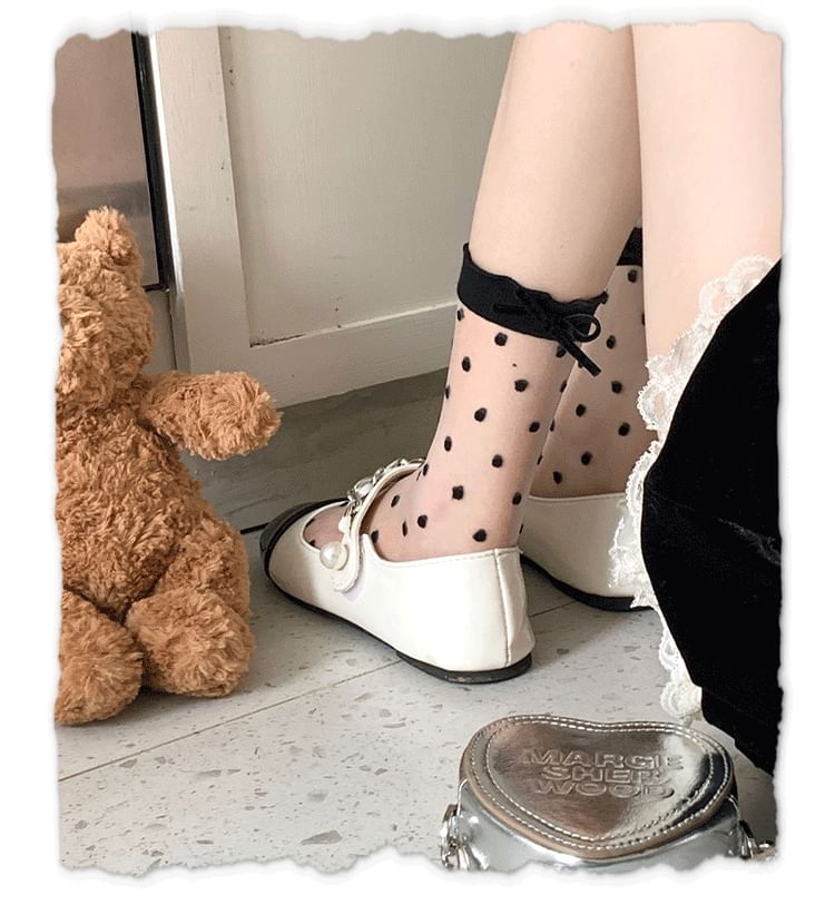 Bowknot Polka Dot Sheer Socks SpreePicky