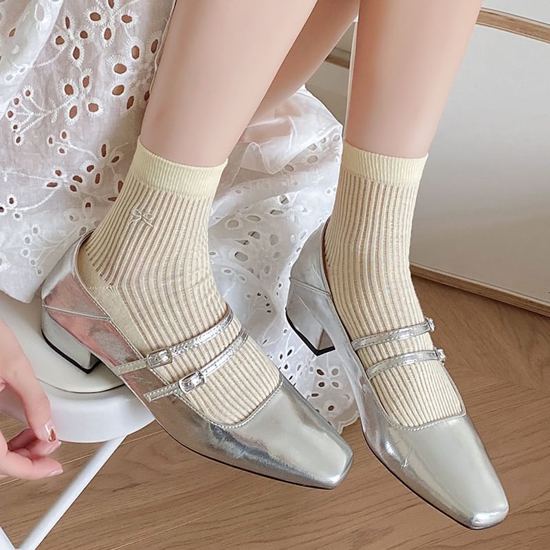 Bow Print Ribbed Socks SpreePicky