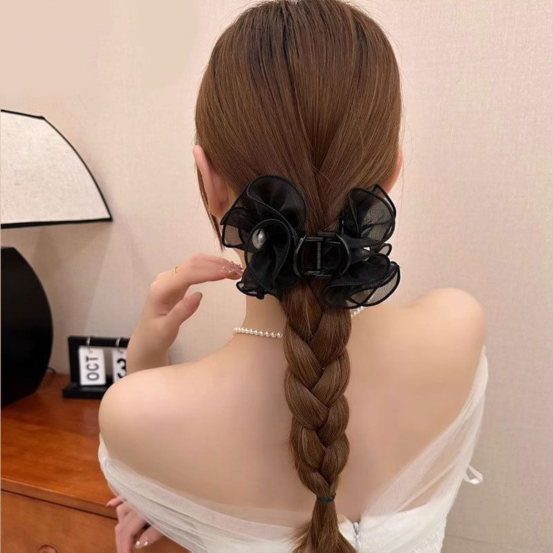 Faux Pearl Ruffle Trim Hair Tie SpreePicky