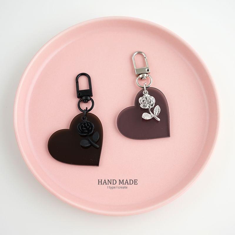 Rose & Heart Key Chain / Bag Charm SpreePicky