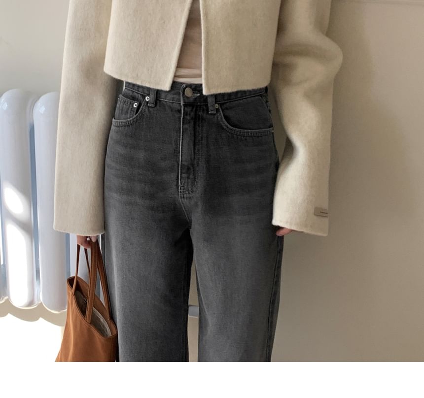 Collared Plain Single Buttoned Cropped Coat SpreePicky