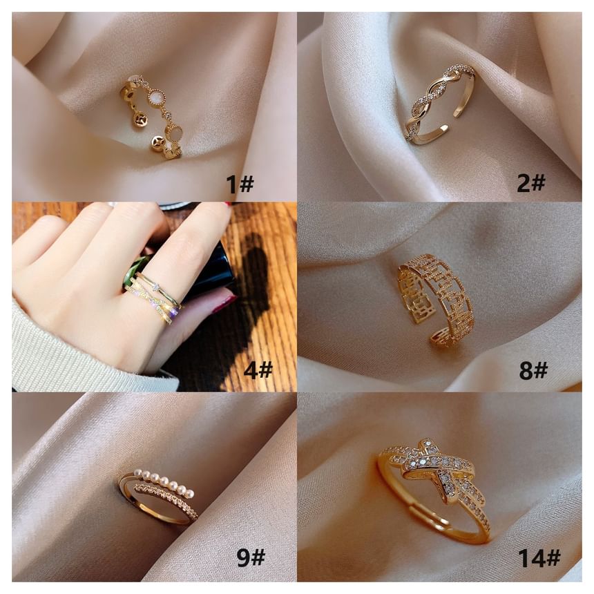 (Various Rhinestone Gemstone Open Faux Designs) Ring Alloy FashionChic