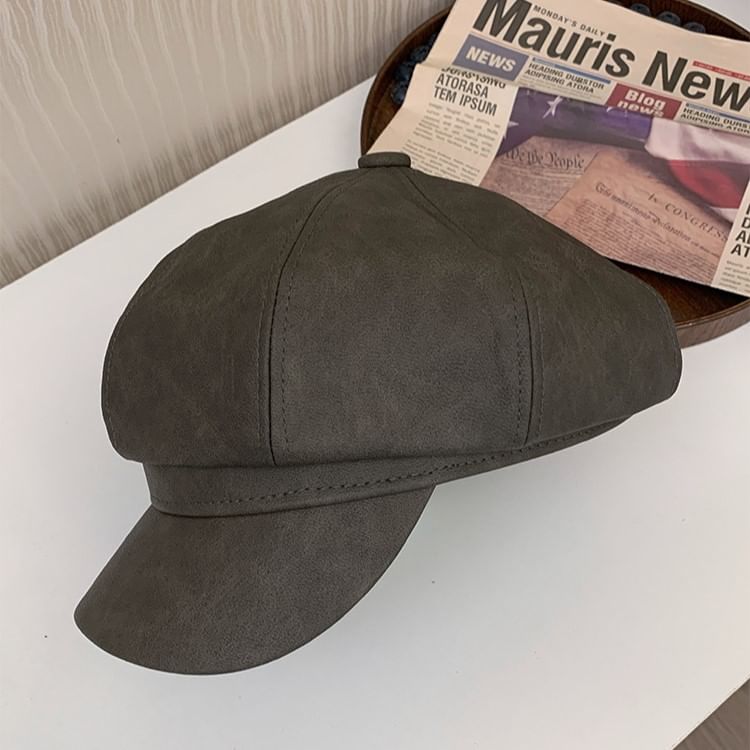 Faux Leather Newsboy Cap SpreePicky