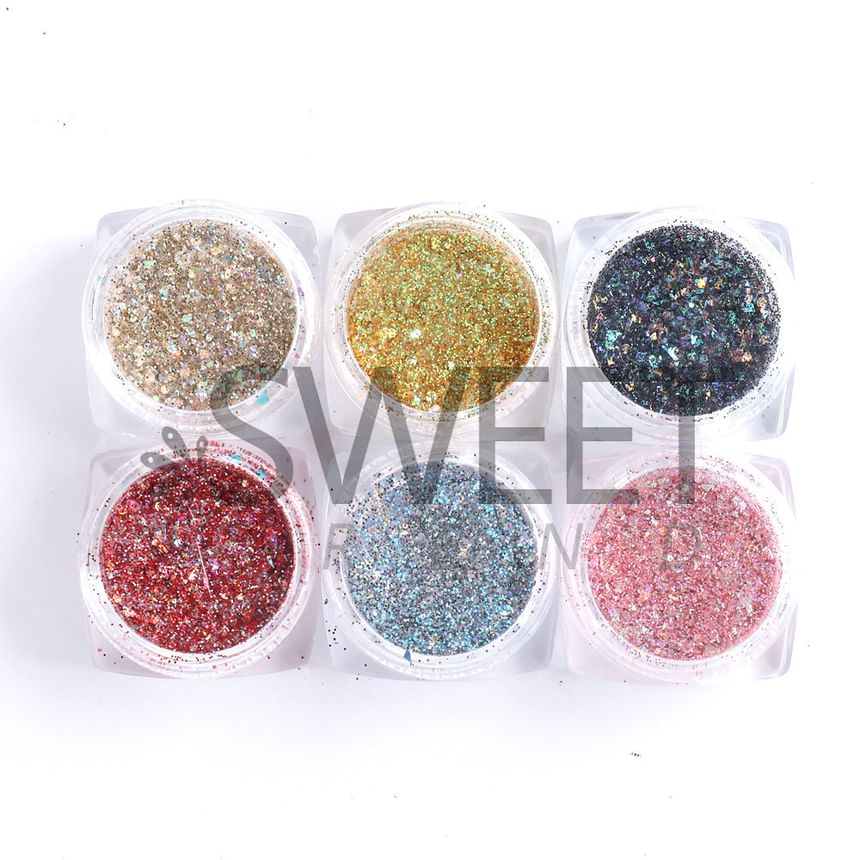 Set of 6: Glitter Nail Art Decoration (Various Designs) SpreePicky