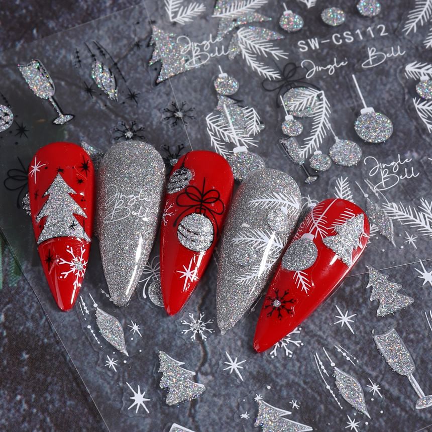 Christmas Glitter Nail Art Stickers SpreePicky