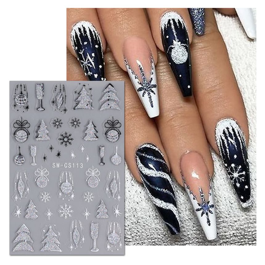 Christmas Glitter Nail Art Stickers SpreePicky